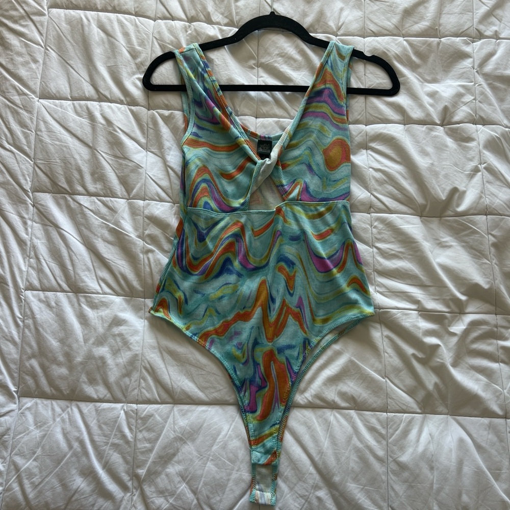 Multi-colored swirl bodysuit